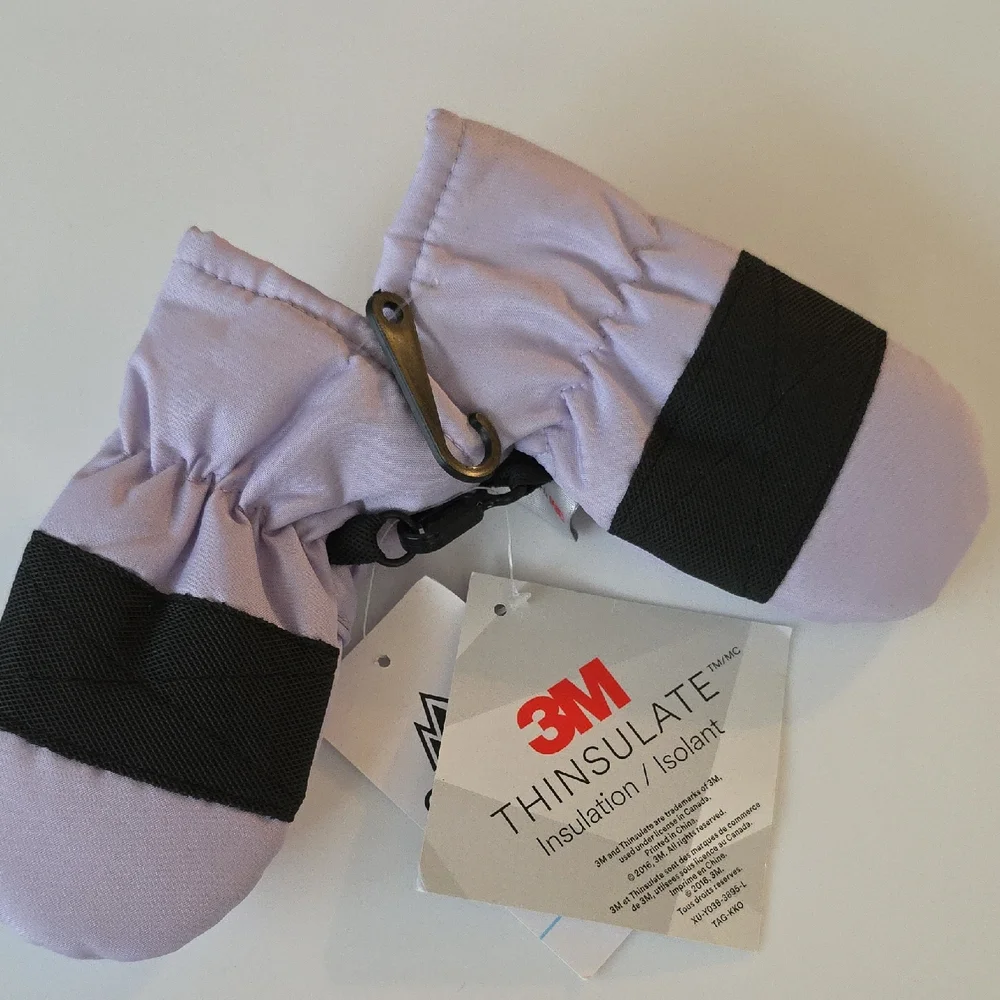 3M Thinsulate Light Purple Mittens with Black Straps Infant 0-1